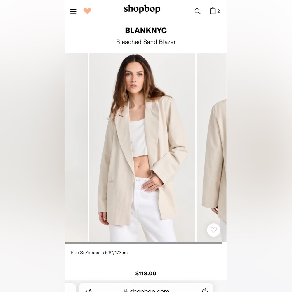 BNWT BLANKNYC bleached sand blazer, smoke and pet free home. Size Medium.